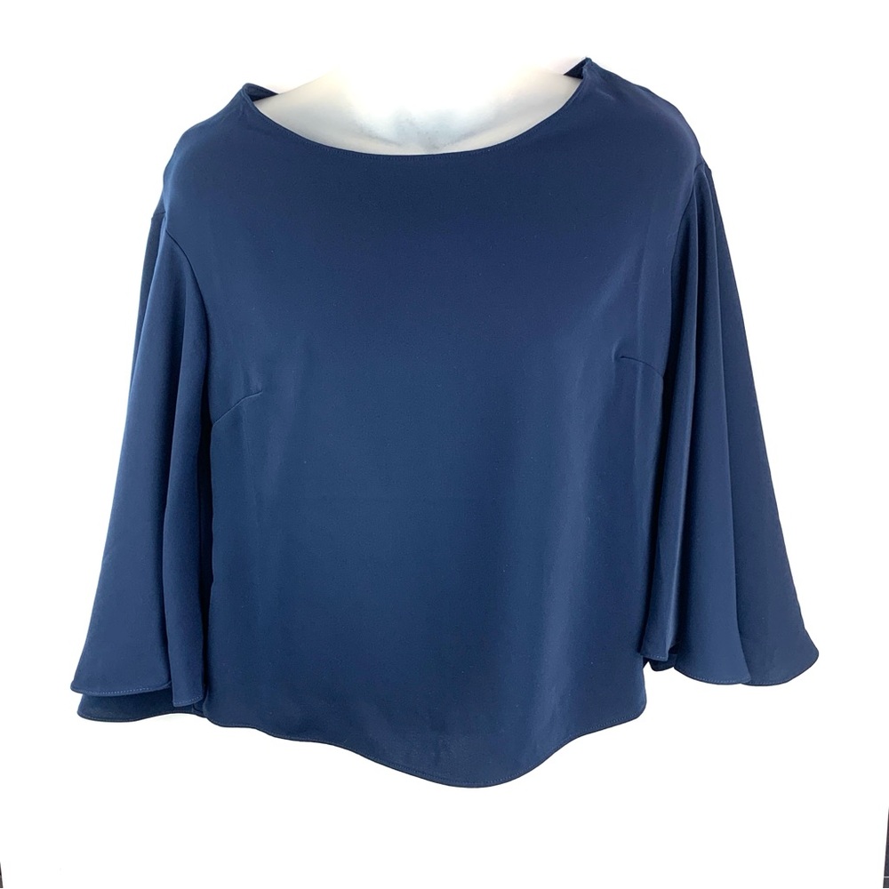 Lauren Ralph Lauren Women’s Cropped Bell Sleeve Elegant Navy Women's Top Size XS